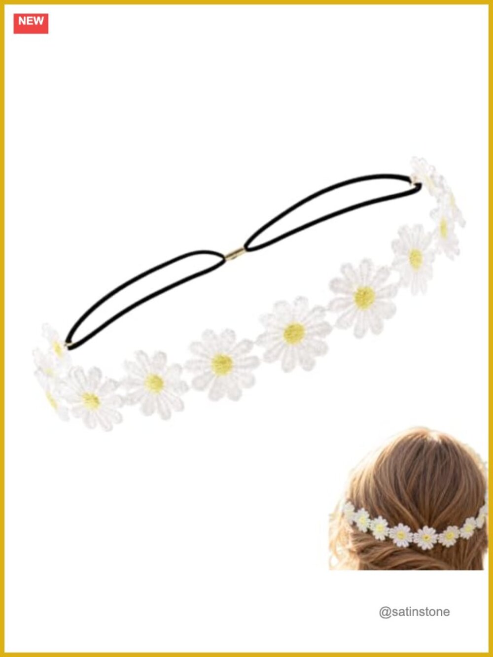Boho Floral Crown Headband White Daisy Sunflower Hair Wreath